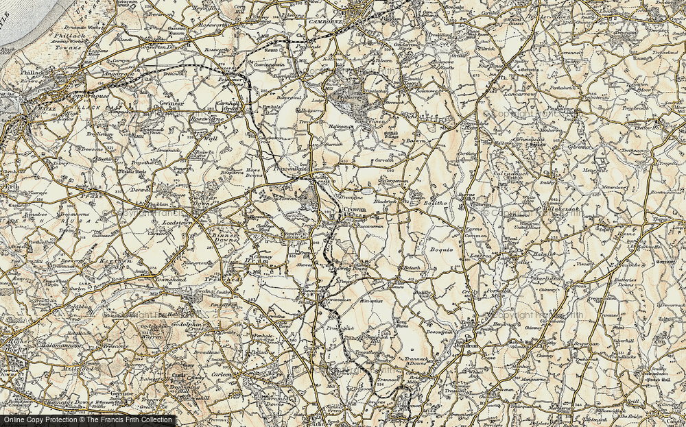 Old Map of Historic Map covering Buscaverran in 1900