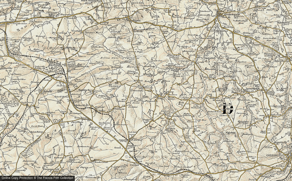 Old Map of Historic Map covering Blackworthy in 1900