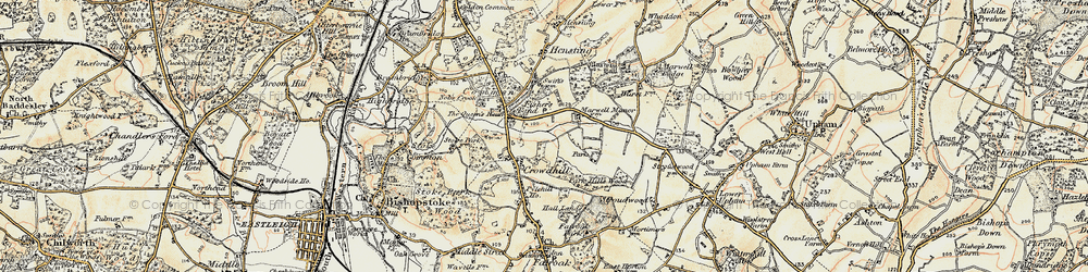 Old map of Marwell Manor in 1897-1900