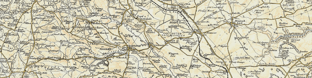 Old map of Wheeldon Trees in 1902-1903