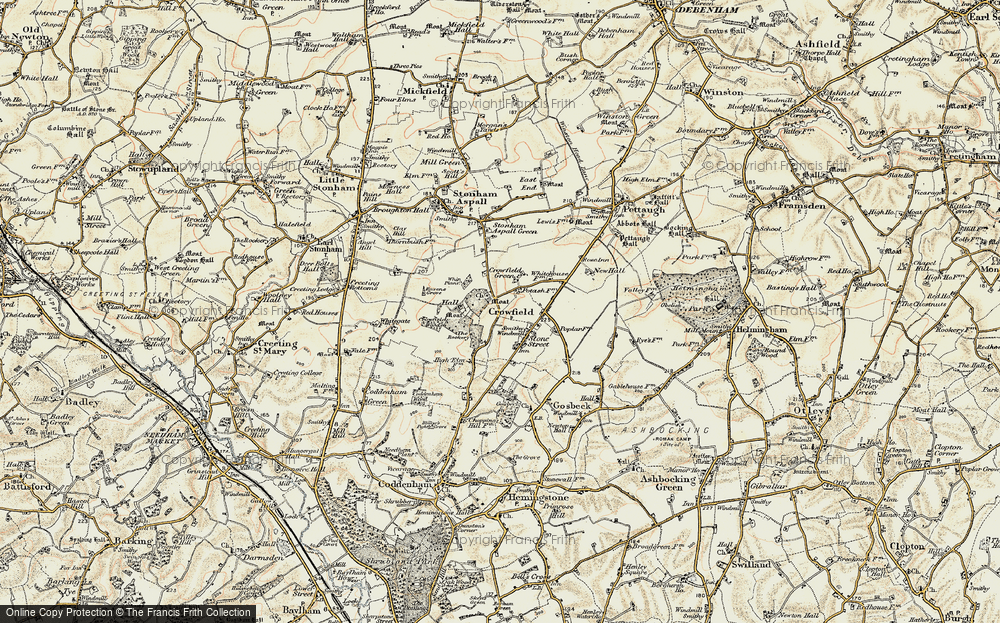 Old Map of Crowfield, 1898-1901 in 1898-1901