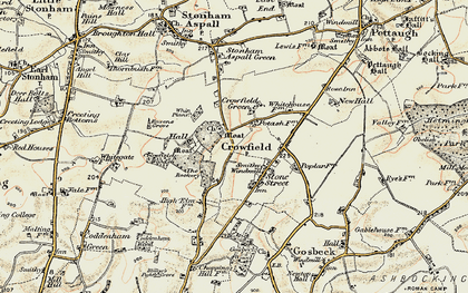 Old map of Crowfield in 1898-1901