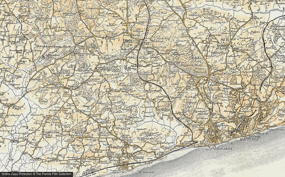 Old Map of Crowhurst, 1898 in 1898