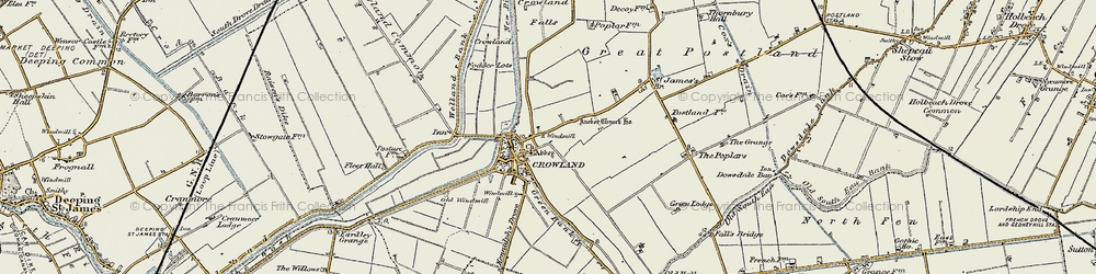 Old map of Crowland in 1901-1902