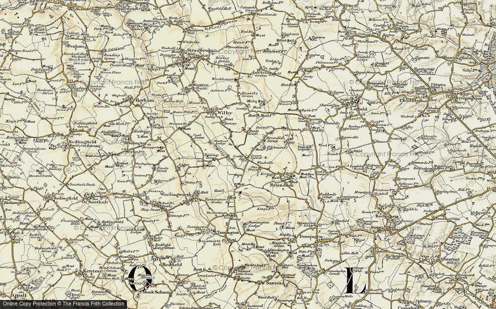 Old Map of Crown Corner, 1901 in 1901
