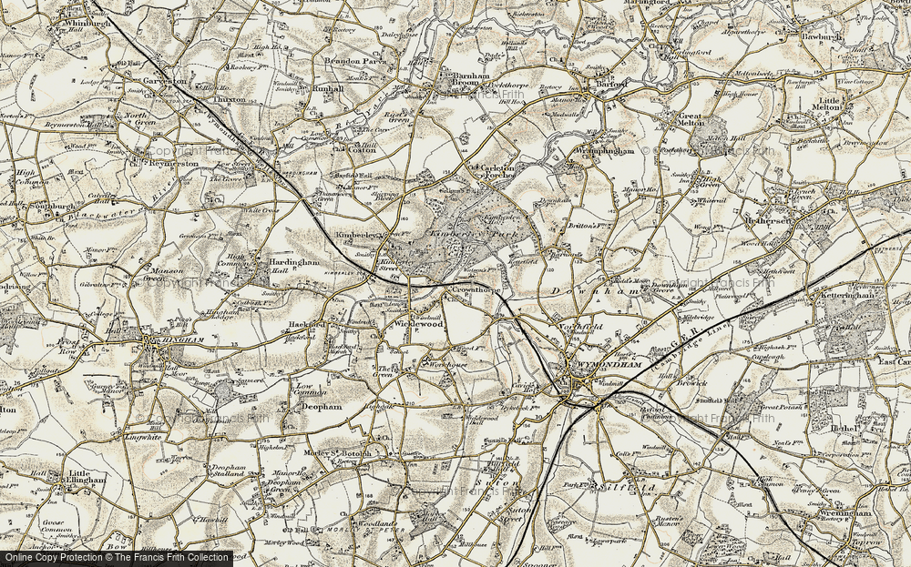 Old Map of Crownthorpe, 1901-1902 in 1901-1902