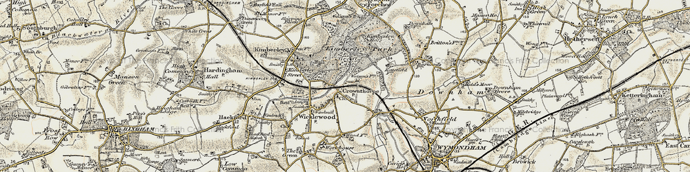 Old map of Crownthorpe in 1901-1902