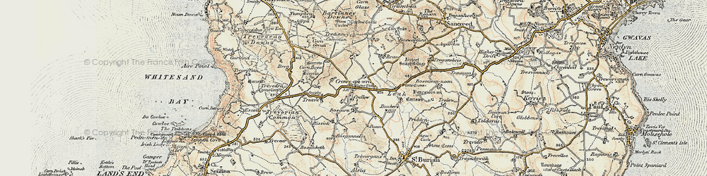 Old map of Crows-an-wra in 1900