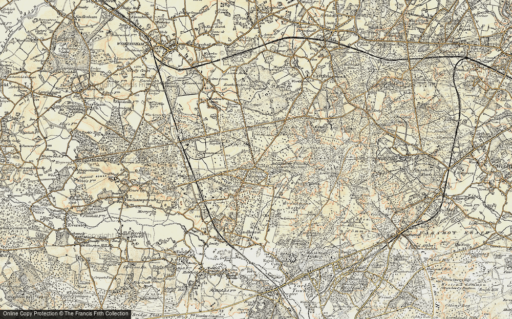 Old Map of Historic Map covering Broadmoor Hospital in 1897-1909