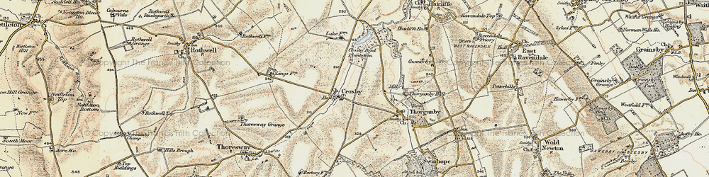 Old map of Croxby in 1903-1908