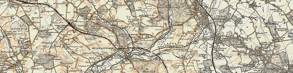 Old map of Croxley Green in 1897-1898