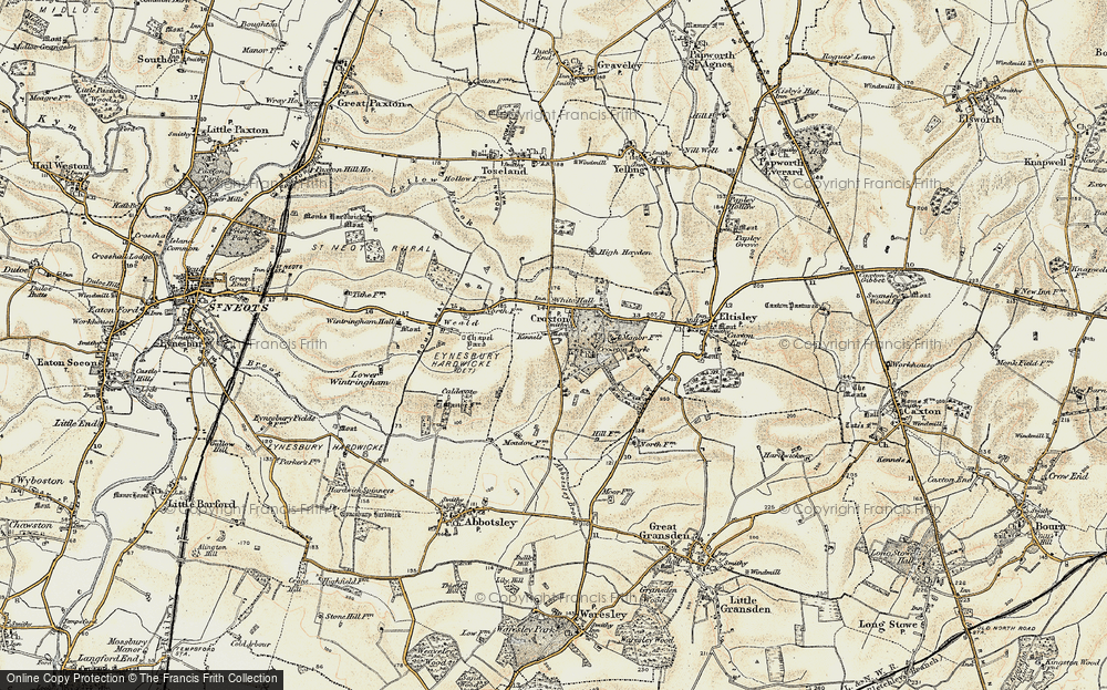 Old Map of Historic Map covering Abbotsley Brook in 1898-1901