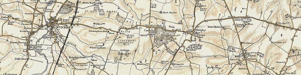 Old map of Abbotsley Brook in 1898-1901