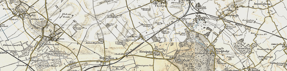 Old map of Croxton in 1903-1908
