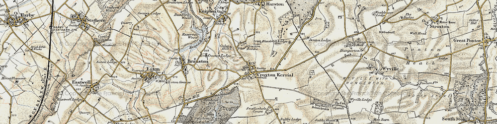 Old map of Croxton Kerrial in 1902-1903