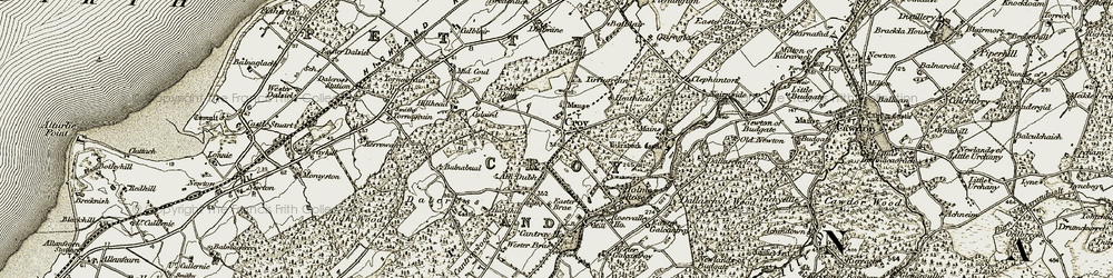 Old map of Croy in 1911-1912