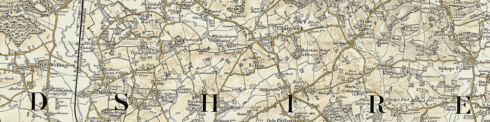 Old map of Crozen in 1899-1901