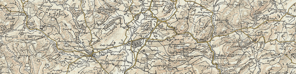 Old map of Crugybar in 1900-1902
