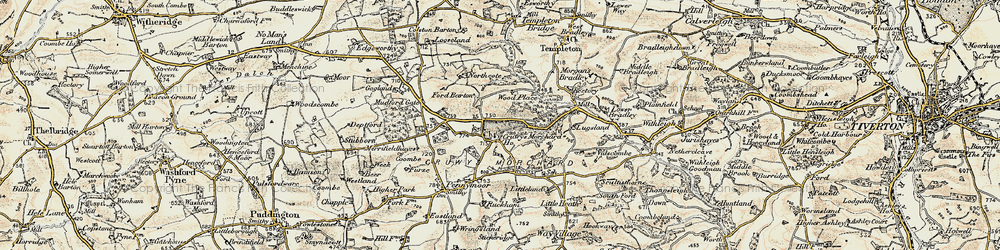Old map of Cruwys Morchard in 1899-1900