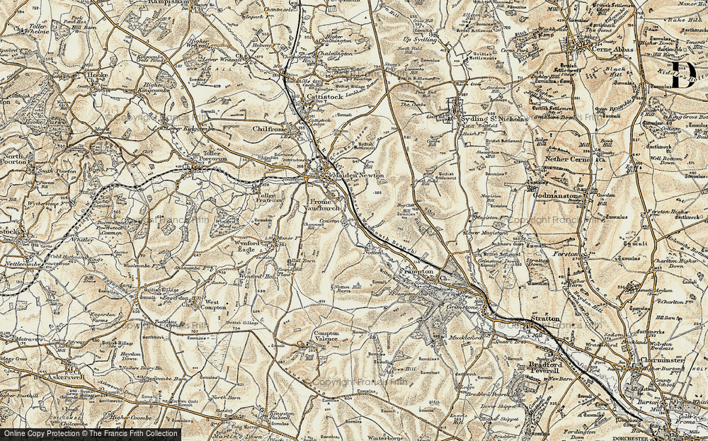 Old Map of Historic Map covering Break Heart Hill in 1899