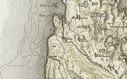 Old map of Abhainn Chuaig in 1909