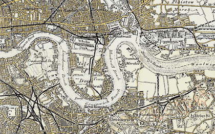Old map of Blackwall Reach in 1897-1902
