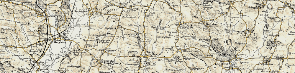 Old map of Cubley Common in 1902