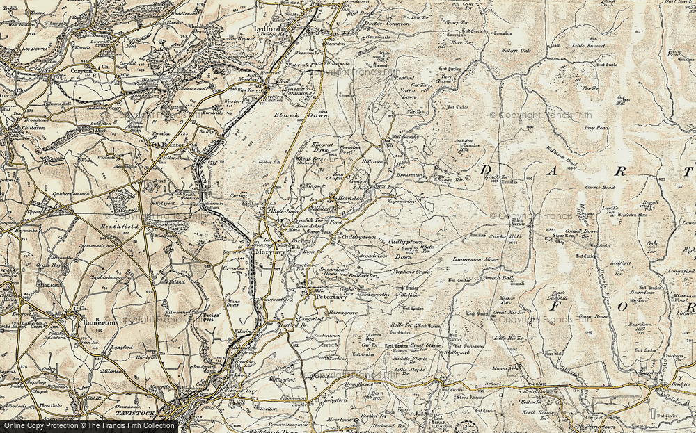 Old Map of Historic Map covering Boulters Tor in 1899-1900