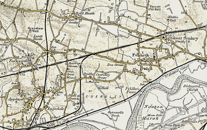 Old map of Cuerdley Cross in 1903
