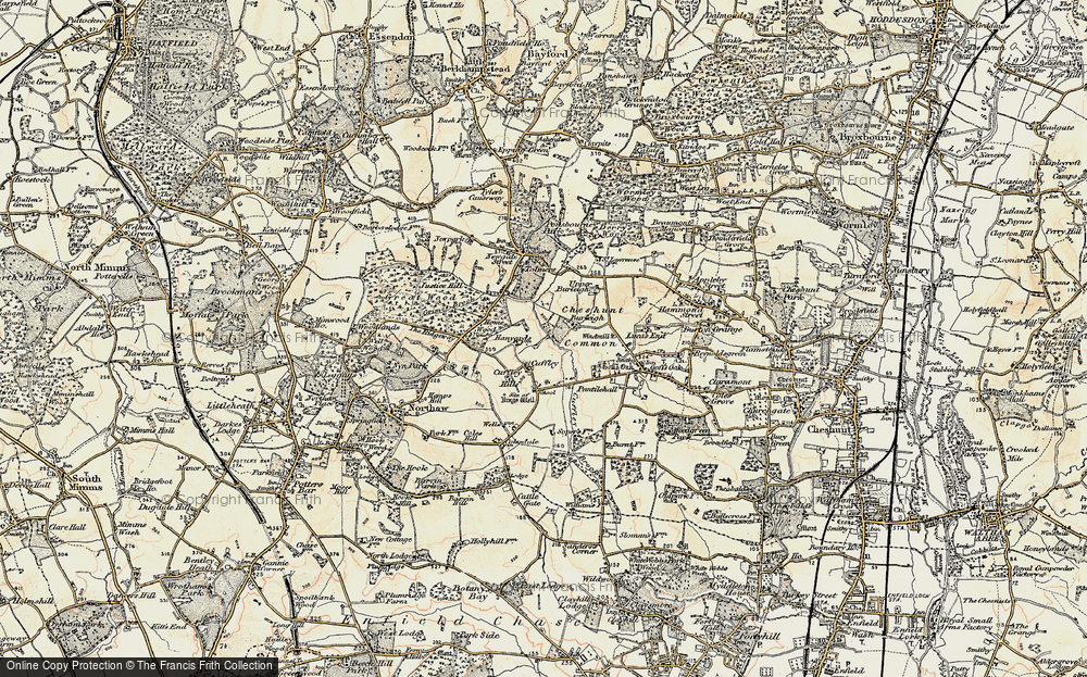 Old Map of Cuffley, 1897-1898 in 1897-1898