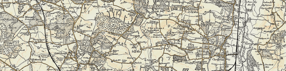 Old map of Cuffley in 1897-1898