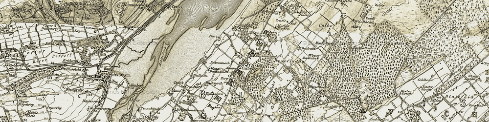 Old map of Badenerib in 1911-1912