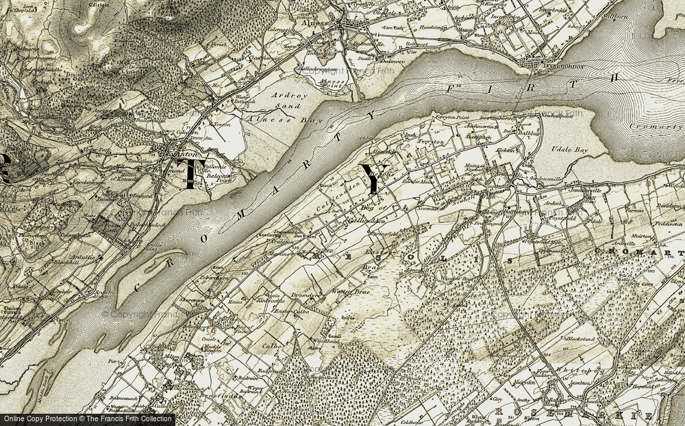 Old Map of Historic Map covering Alness Bay in 1911-1912