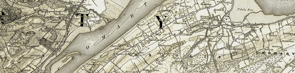 Old map of Bog of Cullicudden in 1911-1912