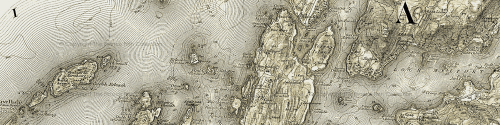 Old map of Bardrishaig in 1906-1907