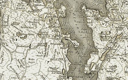 Old map of Bluemull Sound in 1912