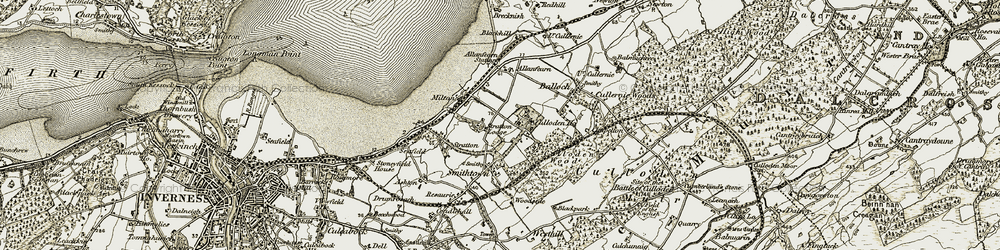 Old map of Allanfearn in 1911-1912