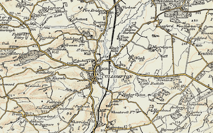 Old map of Cullompton in 1898-1900