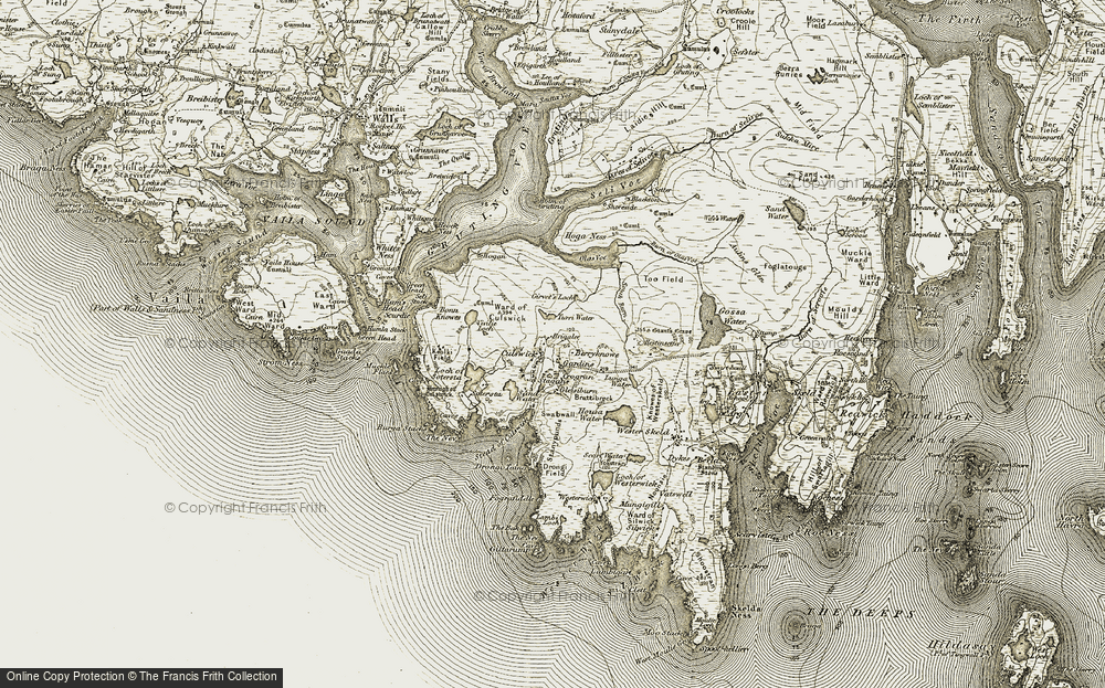 Old Map of Historic Map covering Bonn Knowes in 1911-1912