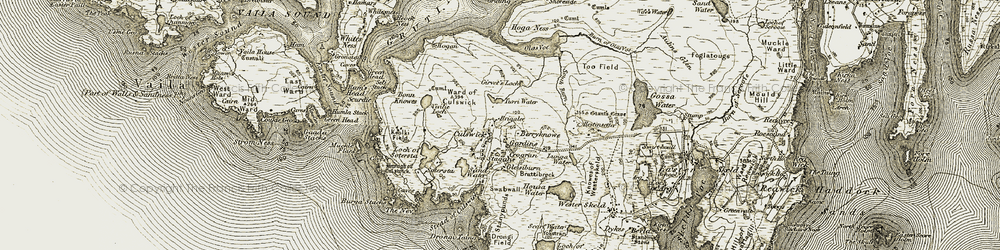 Old map of Burga Stacks in 1911-1912