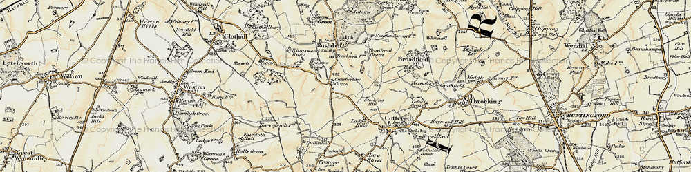 Old map of Cumberlow Green in 1898-1899