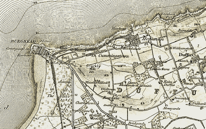 Old map of Cummingston in 1910-1911