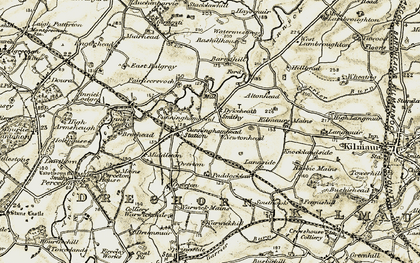 Old map of Annick Water in 1905-1906