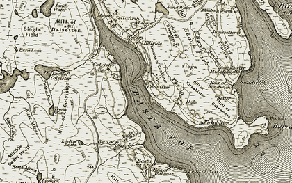 Old map of Basta Voe in 1912