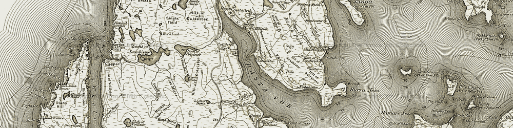 Old map of Basta Voe in 1912