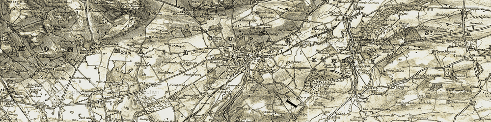 Old map of Cupar in 1906-1908