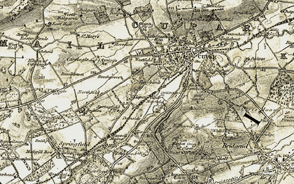 Old map of Cupar Muir in 1906-1908