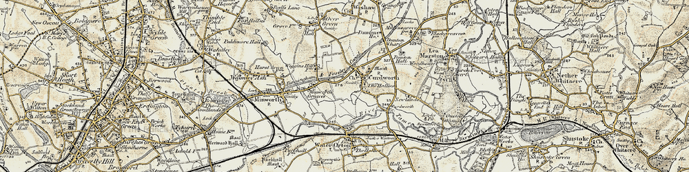 Old map of Curdworth in 1901-1902