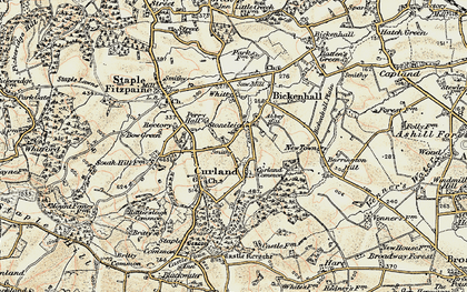 Old map of Curland Common in 1898-1900
