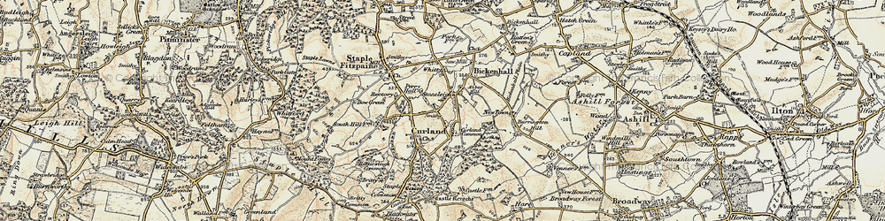 Old map of Curland Common in 1898-1900